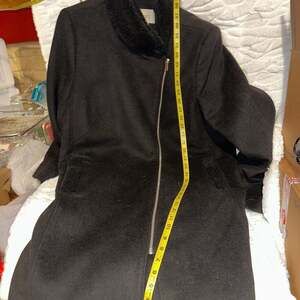 LOFT Black Wool Blend Sherpa Collar Asymmetrical Zip Moto